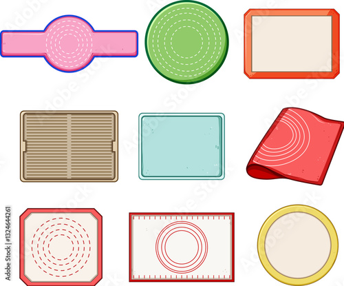 silicone baking mat set cartoon vector illustration