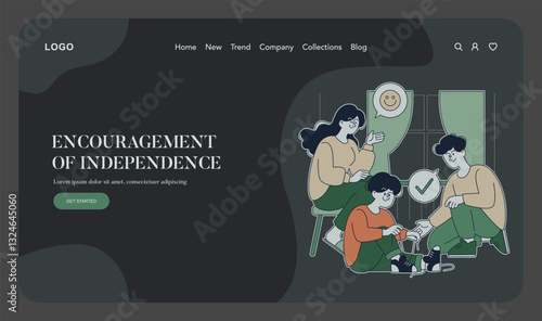 Authoritative Parenting Style. Flat Vector Illustration