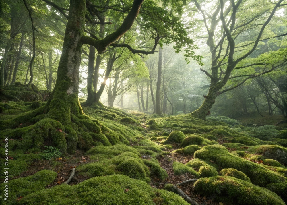 Fototapeta premium Végétation Luxuriante et Danse de Lumière