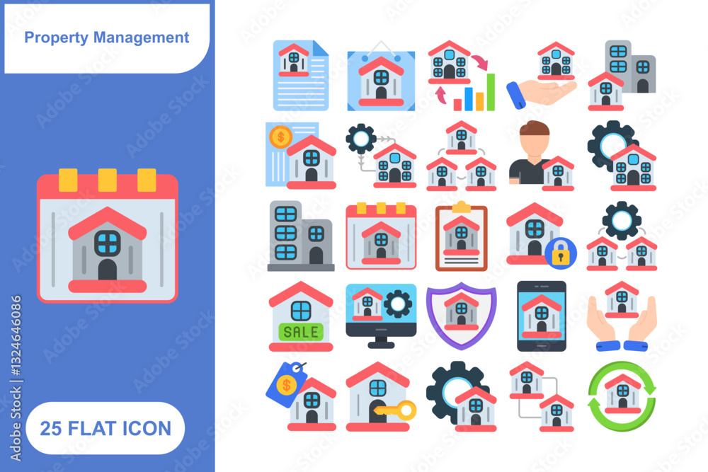 Property Management Icons Set, Collection of 25 Property Management Icons Set - 25 Vector Icons for Real Estate, Rentals, Leasing, and Maintenance Property Management Icons Set, Collection of 25 Property Management Icons Set - 25 Vector Icons for Real Estate, Rentals, Leasing, and Maintenance