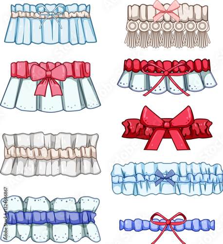 garter wedding set cartoon vector illustration