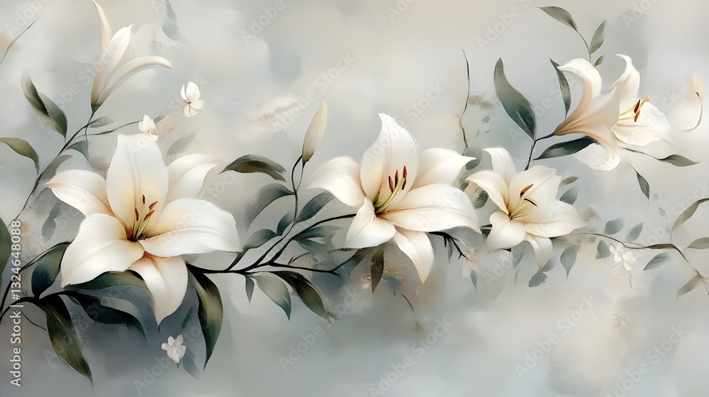 Fototapeta premium Isolated white frangipani blossoms on a grunge floral backdrop