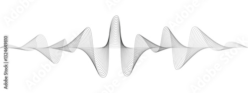 Abstract undulating lines of sound wave . Dynamic pulsating wave Music concept, digital music frequency symbols. Vector