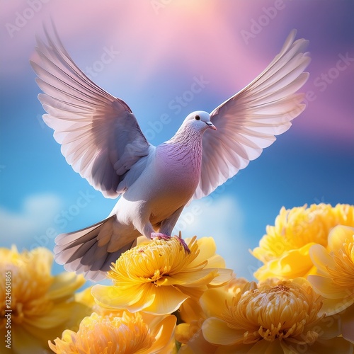 Une colombe sur une fleur 