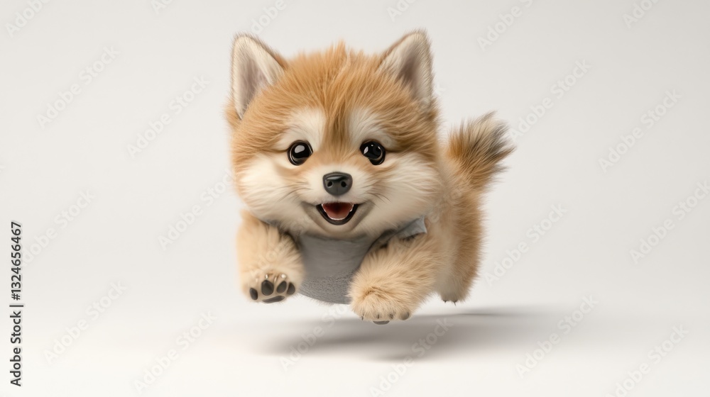 A playful Shiba Inu showcases its fluffy coat while energetically running through the air, emphasizing its cheerful spirit A playful Shiba Inu showcases its fluffy coat while energetically running through the air, emphasizing its cheerful spirit