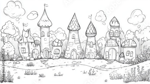 Wallpaper Mural Colorless kindergarten design for vector illustration and coloring book with black and white line art   Torontodigital.ca