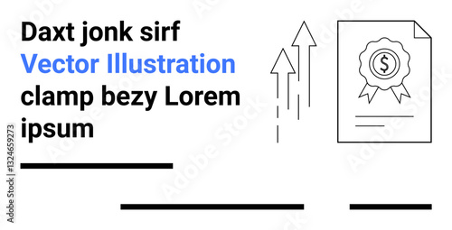 Financial report with a dollar symbol, upward arrows, and a certificate. Ideal for business presentations, financial services, economics blogs, educational materials, startup resources, investor