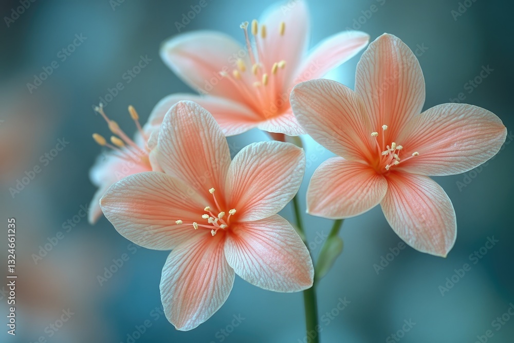 Three Peach Colored Flowers Bloom Beautifully Three Peach Colored Flowers Bloom Beautifully