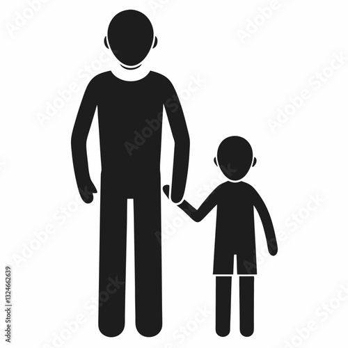 Father-Son Bond: A simple yet touching silhouette of a father and son holding hands, embodying the core of family connection and love.
