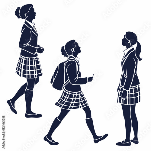 School Silhouette: A silhouette of a schoolgirl, embodying the elegance and focus of academia, against a pristine backdrop.