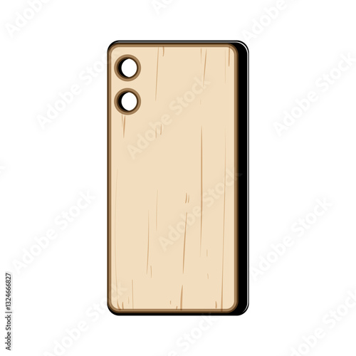 handcrafted phone case wooden cartoon vector illustration