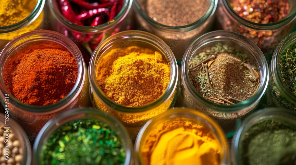 A colorful composition of various dried spices including chilli peppers and other ingredients A colorful composition of various dried spices including chilli peppers and other ingredients