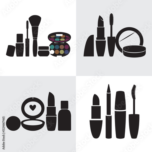 Makeup Set and Cosmetic Products silhouette