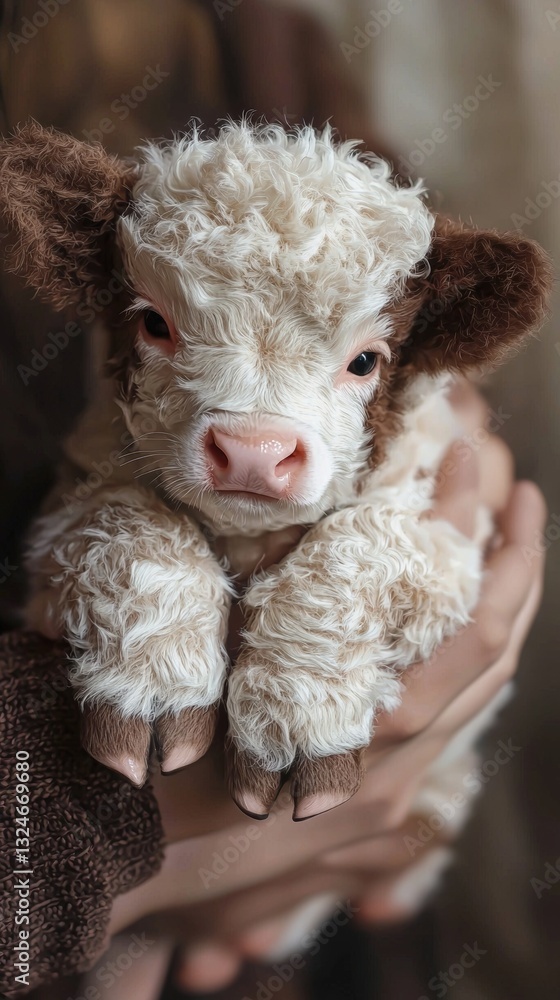 A Cute Baby Cow Being Held by Someone Very Fluffy and Adorable in a Photorealistic Scene A Cute Baby Cow Being Held by Someone Very Fluffy and Adorable in a Photorealistic Scene