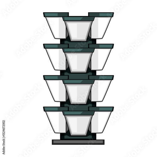 aquaponics indoor vertical garden cartoon vector illustration