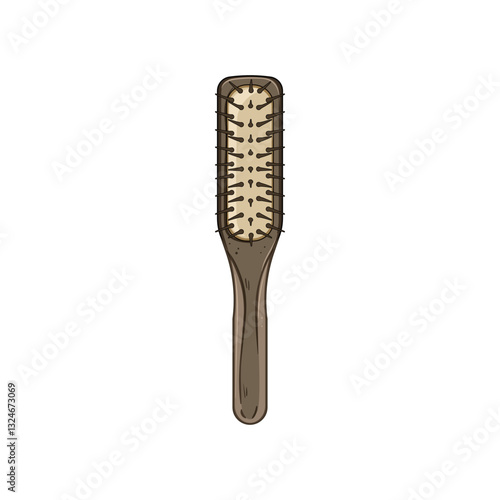 detangle hair brush wooden cartoon vector illustration