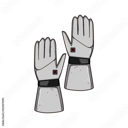 thermal gloves heated cartoon vector illustration