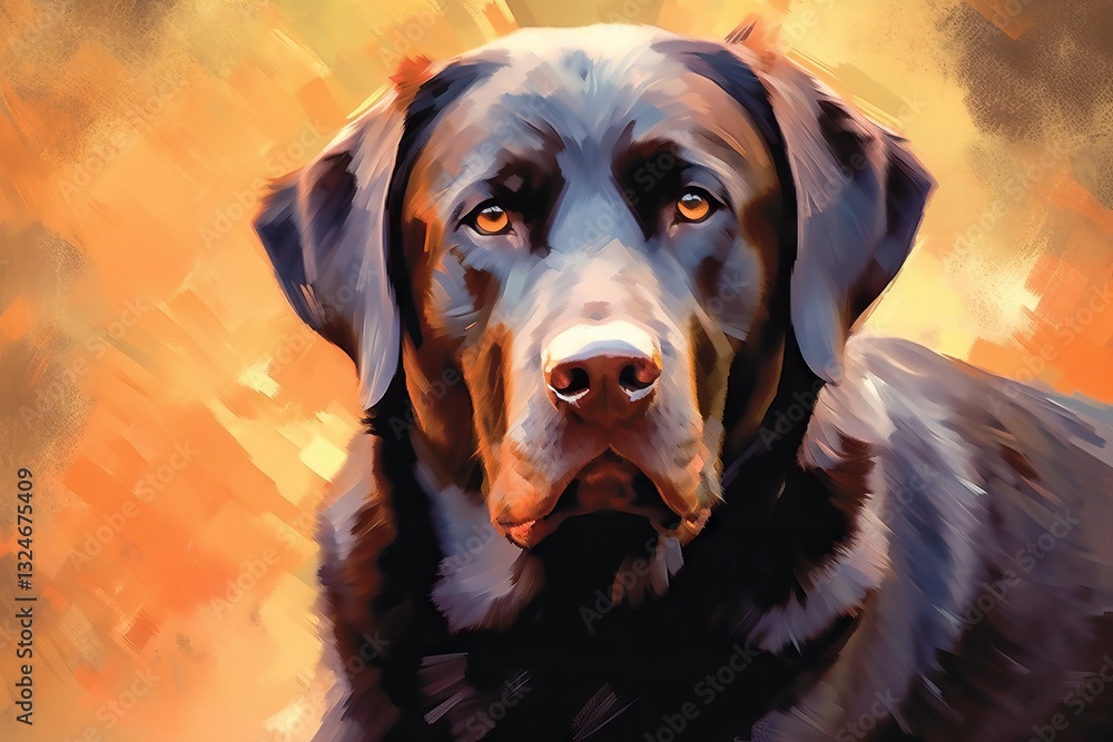 Obraz premium A Digital Painting of a Chocolate Labrador Retriever