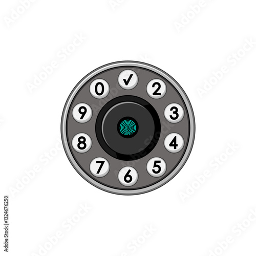 wireless fingerprint door lock cartoon vector illustration