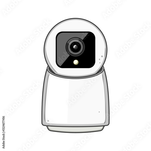 security facial recognition camera cartoon vector illustration