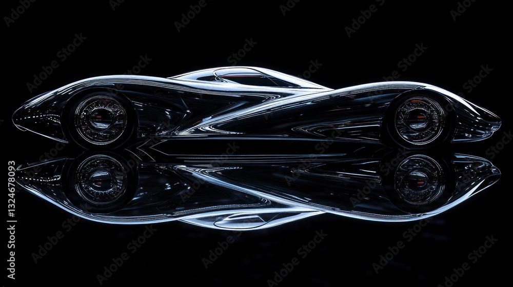 Naklejka premium A futuristic self-driving car with sleek aerodynamic curves, studio shot