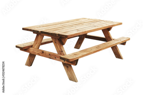 Obraz na płótnie Wooden picnic table beautifully designed for outdoor gatherings in serene garden space isolated on transparent background w salonie