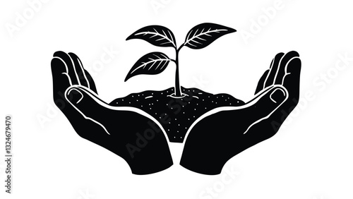 Protecting Young Plant Growth Hands Cradle Soil and Sprout