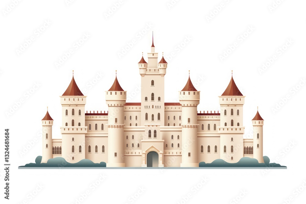 A Majestic Castle with Turrets and Towers A Majestic Castle with Turrets and Towers