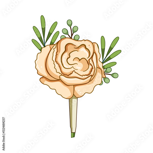 groom boutonniere cartoon vector illustration