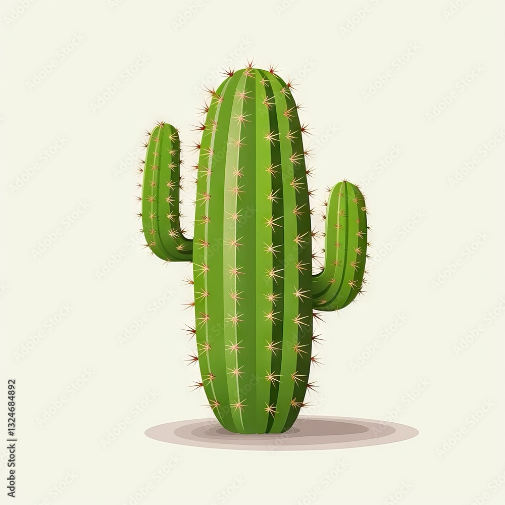 Naklejka premium A Realistic Illustration of a Cactus Plant