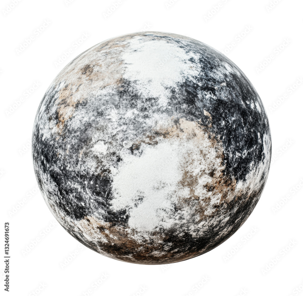 High-resolution image of pluto with detailed surface features, cut out High-resolution image of pluto with detailed surface features, cut out