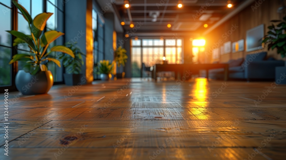 Abstract Modern Open Office Interior Background with Blurred Bokeh and Clean Lines Abstract Modern Open Office Interior Background with Blurred Bokeh and Clean Lines