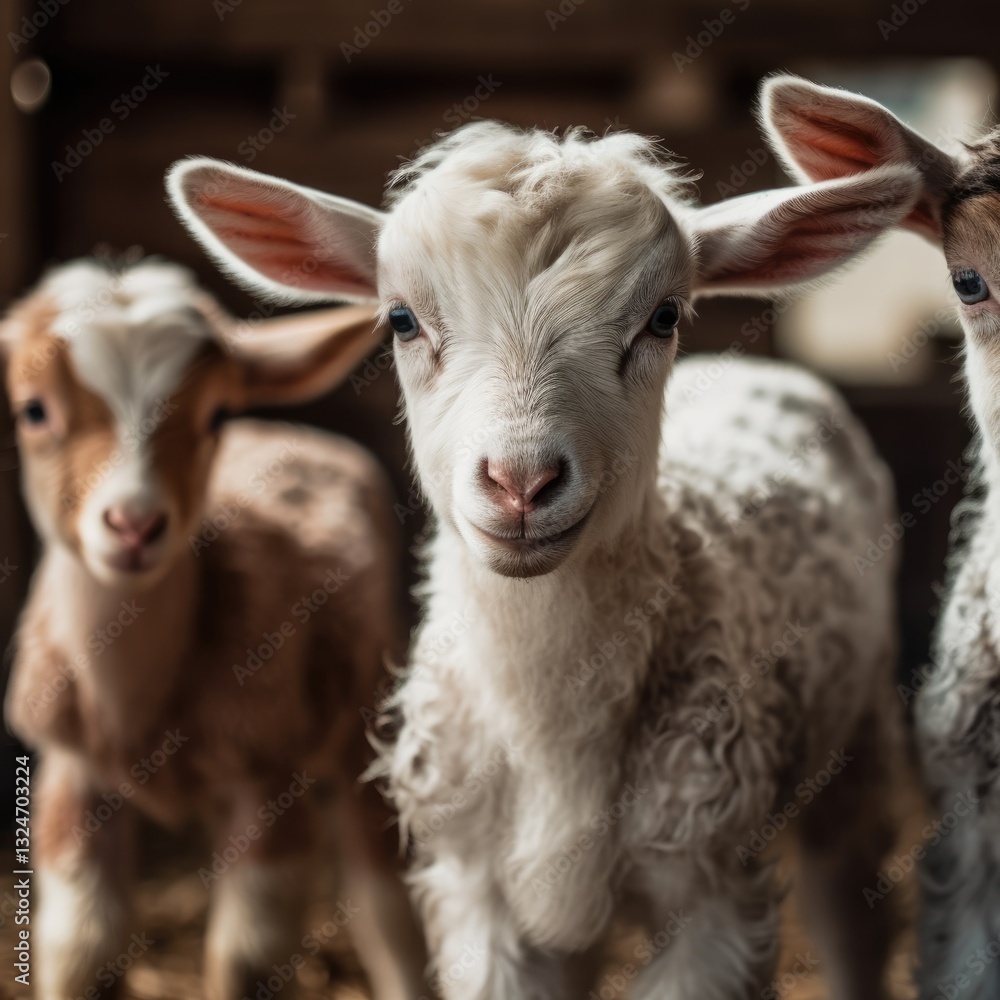 Adorable Baby Goats in a Cozy Barn Setting Adorable Baby Goats in a Cozy Barn Setting