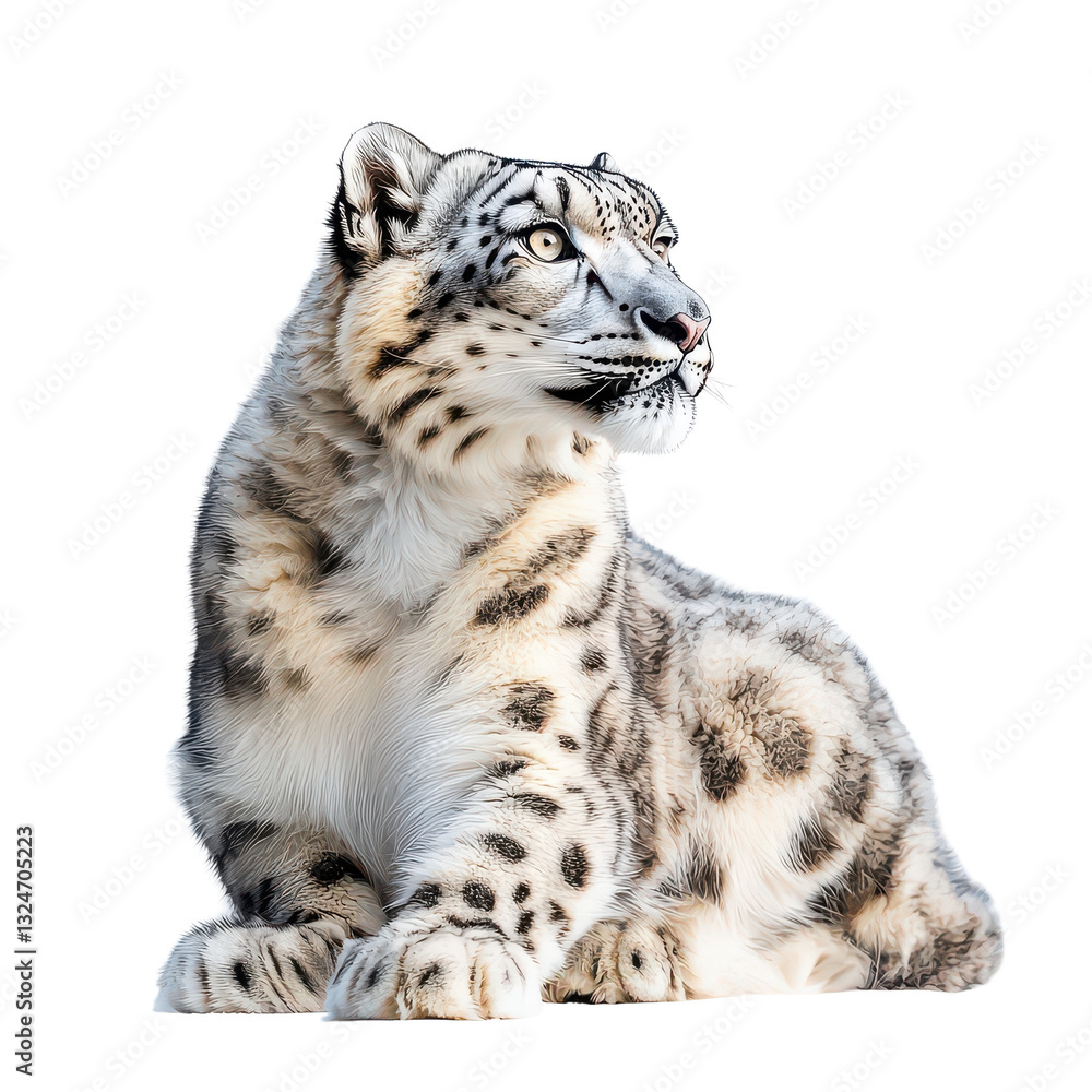 A Snow Leopard isolated on transparent background A Snow Leopard isolated on transparent background