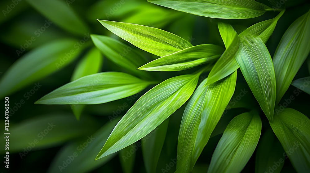 Obraz premium A Serene Symphony of Vibrant Green Leaves in a Natural Pattern for a Tranquil Botanical Escape