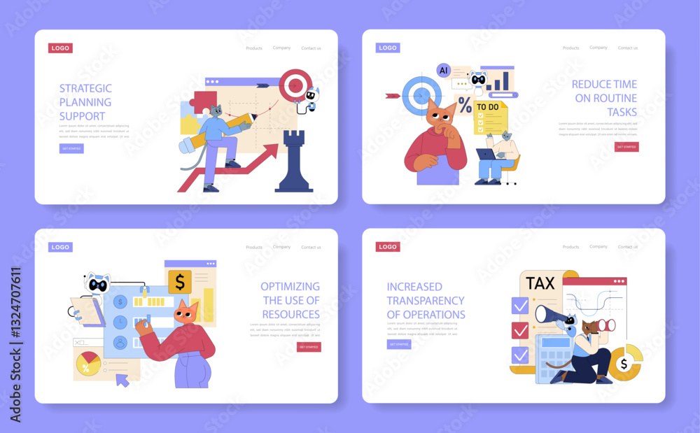 AI For Managers. Flat Vector Illustration AI For Managers. Flat Vector Illustration