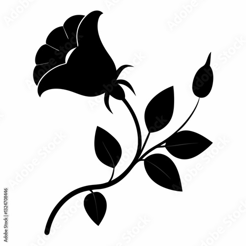 Butterfly pea flower vector Silhouette on white background