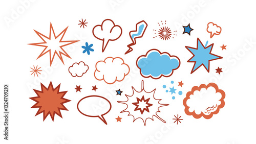 Comic Book Speech Bubbles, Stars, and Explosion Effects Graphics