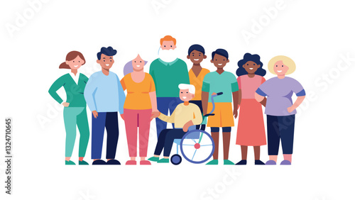 Diverse Group of People, Inclusion, Unity, and Community Togetherness