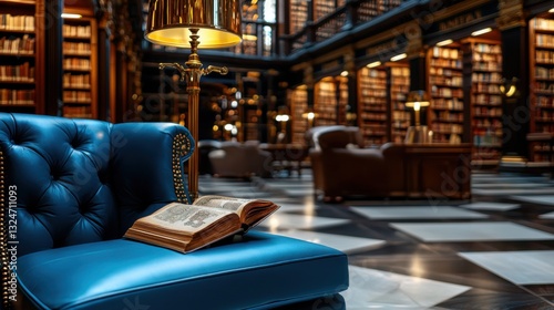 Immerse Yourself in Literary Tranquility Discover an Aesthetic Reading Space in a Traditional Library with Moody Lighting, perfect for book lovers and those seeking a cozy reading nook Escape into