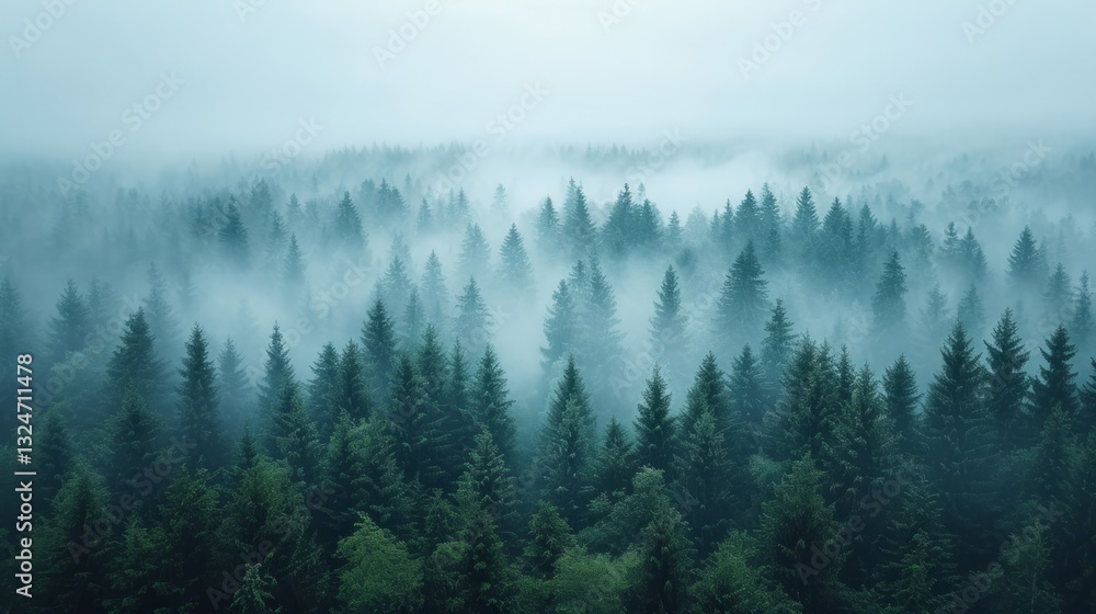 Aerial View of Creeping Fog in Evening Light with Foggy Weather Conditions Aerial View of Creeping Fog in Evening Light with Foggy Weather Conditions