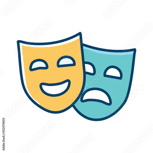 Happy and sad masks.  Theatre symbols