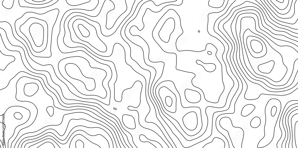 Fototapeta premium Black and White Contour Lines. Topographic Terrain Vector Background