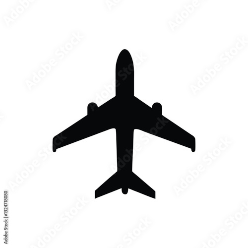 Airplane Silhouette Icon: Travel, Aviation, and Transportation Illustration