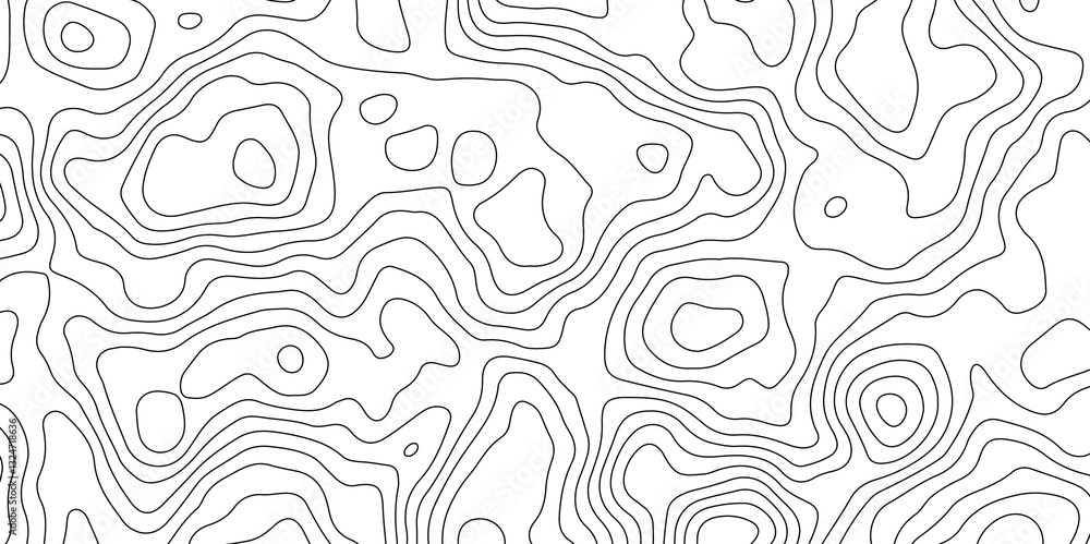 Fototapeta premium Black and White Contour Lines. Topographic Terrain Vector Background