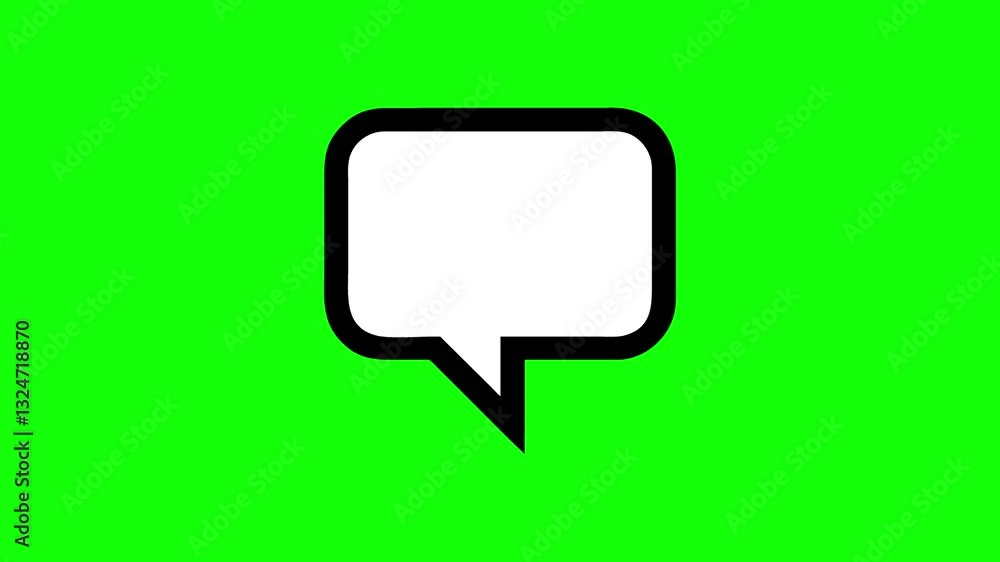 Speech bubble for text, pop up chat box, message box cartoon animated icon. Text box on Green Screen. Box style talk sign symbol with green screen template for explanation video. 4k video Speech bubble for text, pop up chat box, message box cartoon animated icon. Text box on Green Screen. Box style talk sign symbol with green screen template for explanation video. 4k video