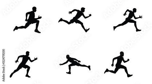 Runner Silhouettes: Dynamic Sprinting and Running Poses