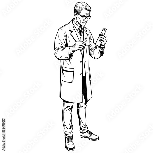 Scientist analyzing test tube with curiosity in laboratory, discovery