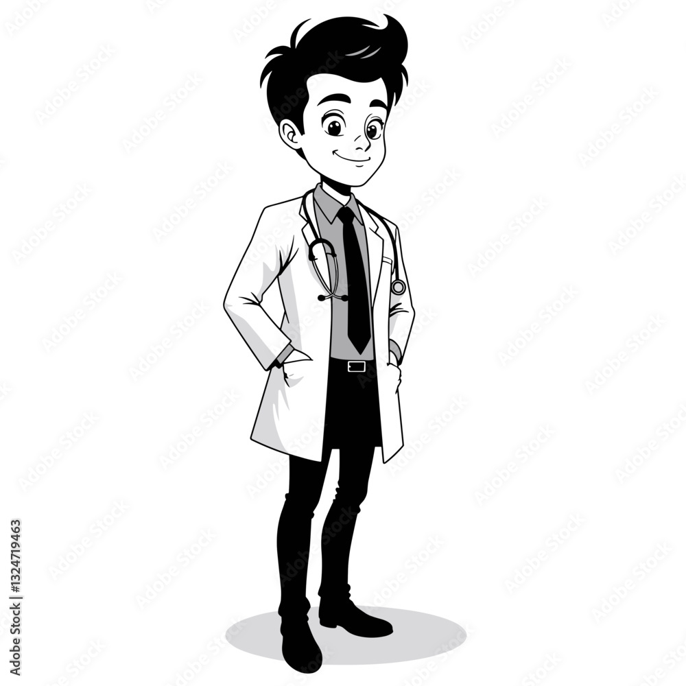 Doctor illustration showcasing kindness with a smile, healthcare concept Doctor illustration showcasing kindness with a smile, healthcare concept