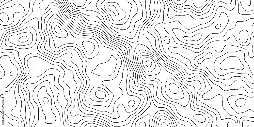 Black and White Contour Lines. Topographic Terrain Vector Background Black and White Contour Lines. Topographic Terrain Vector Background